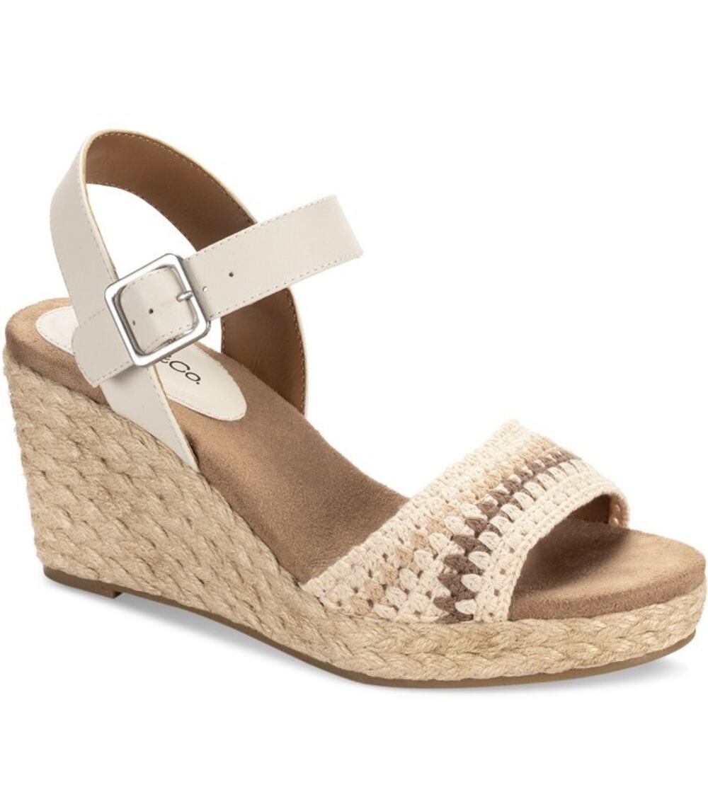 Style & Co Women's Siggyy Wedge Espadrille Sandals Creme Cro Size 11